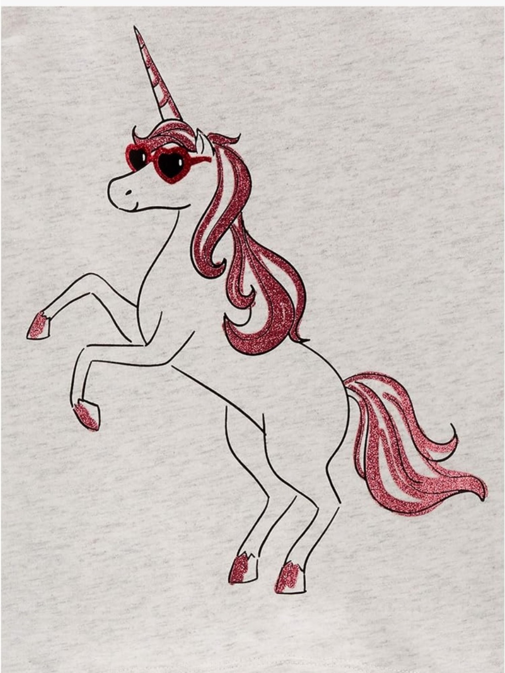 Girls Glitter Unicorn 100% Cotton Long Sleeve Graphic Tee - Pink Glitter 5T